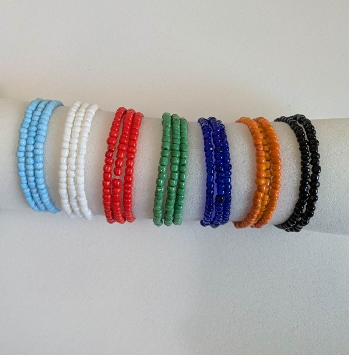 Set of 3 Boho Stackable Strachy Seed Bead Bracelets. Festival Bracelet.
