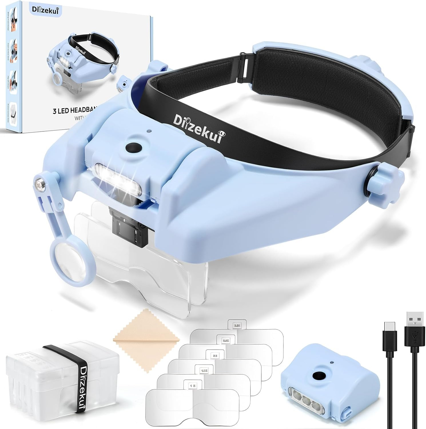 Magnifying Glass with Light, Magnifying Glasses for Close Work 1X-14X, Magnifier