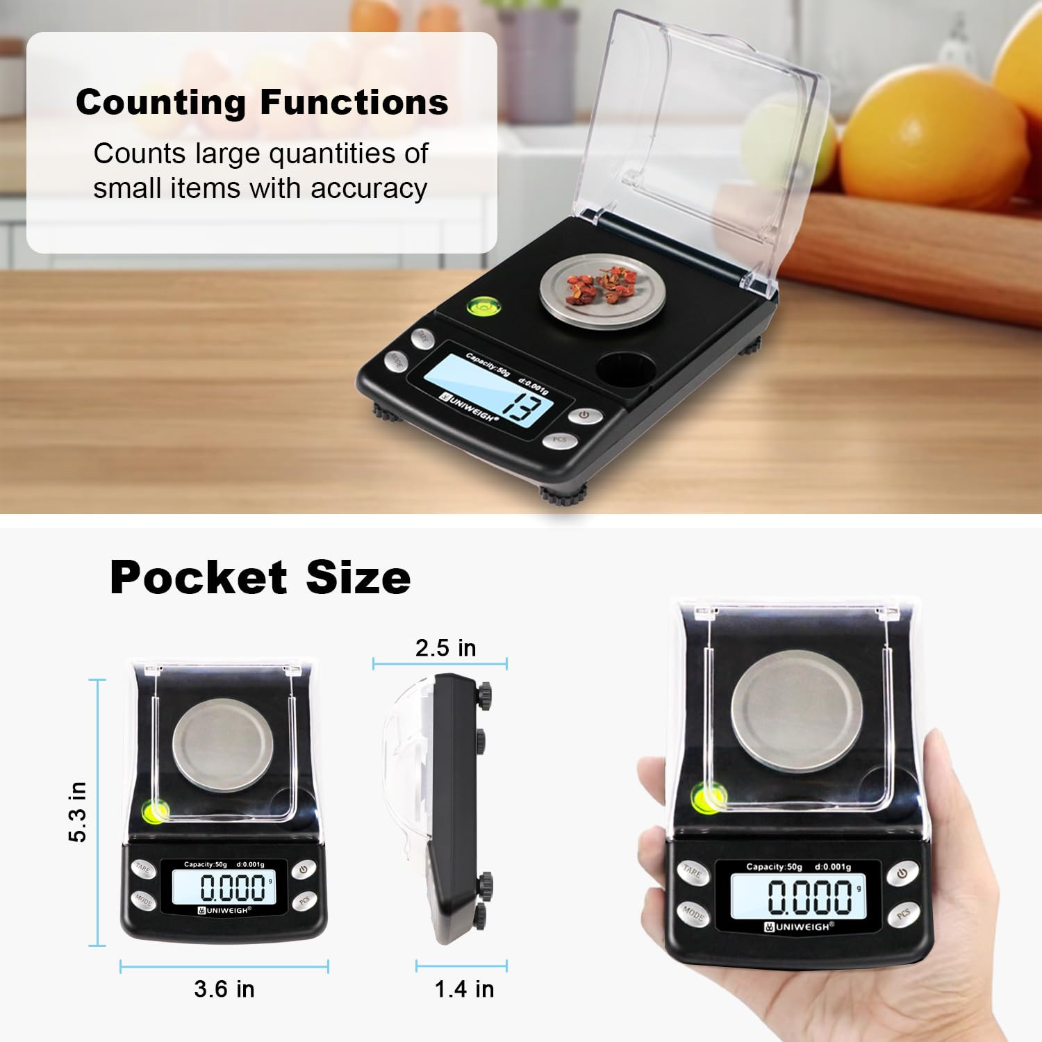 Digital Milligram Scale Accurate 0.001G/50G,Precision Mg Scale for Jewelry,Powde