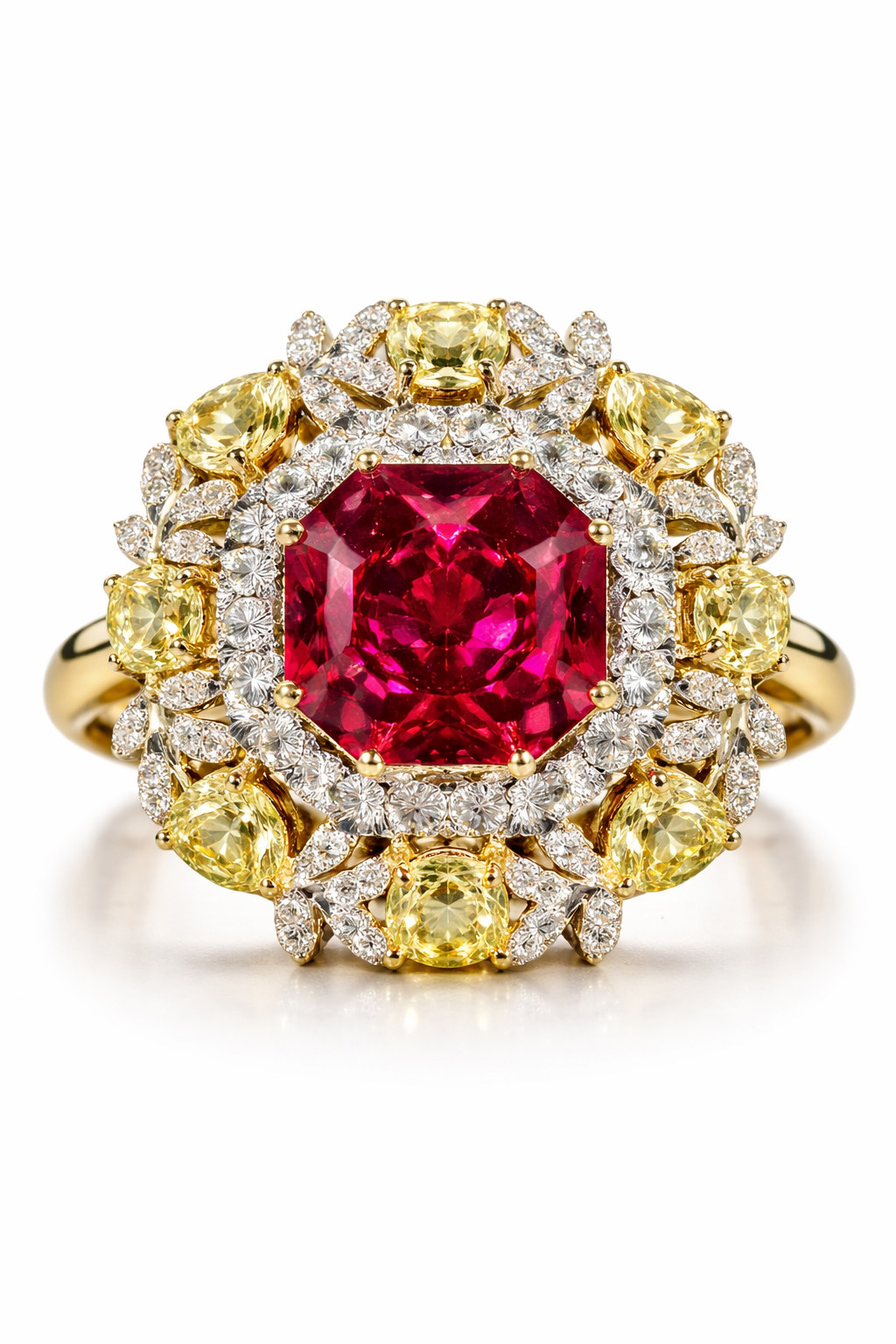 IGL Certified 4.50 Ct Natural Ruby & Diamond Wedding Gift Ring 14K Yellow Gold 7