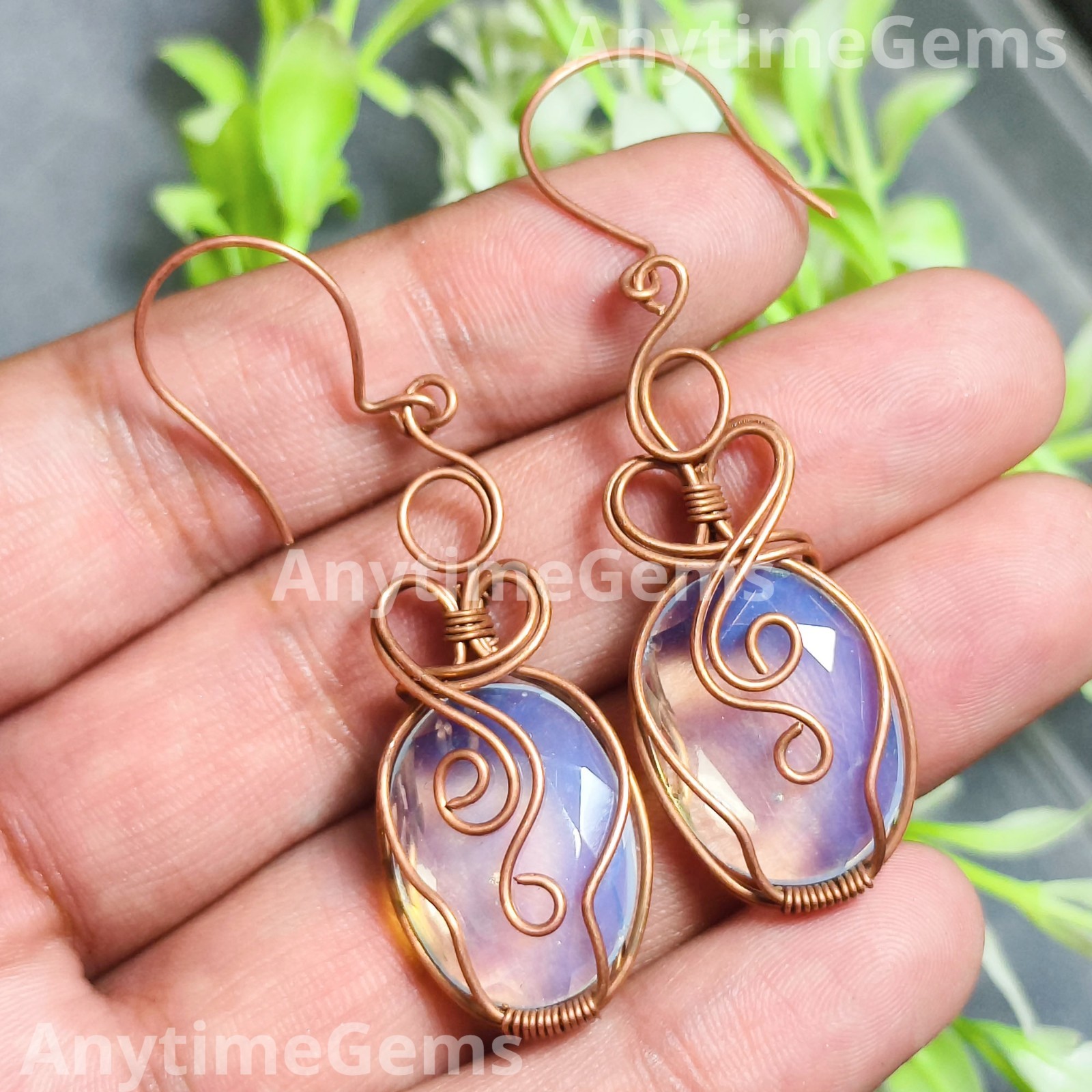 Wire Wrapped Opalite Earrings: Handmade Wire Wrapping Gemstone Earrings
