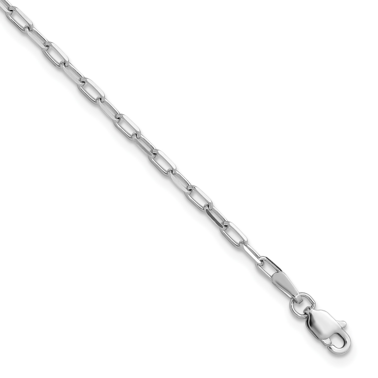 14K White Gold 2.1-3.5mm Paperclip Chain Necklace 7-30 Inch Mens Womens