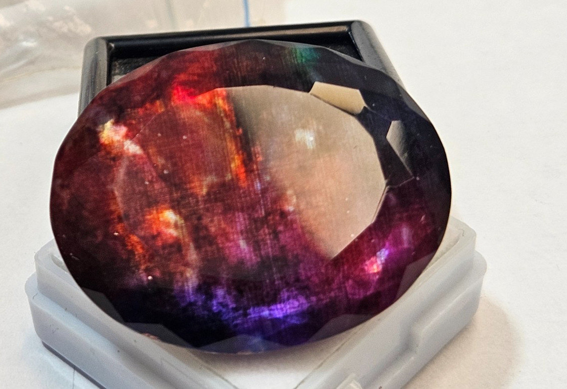 Ammolite Opal-Like Organic 53-54 Ct Natural Doublet EGL Certified Gemstone JP302