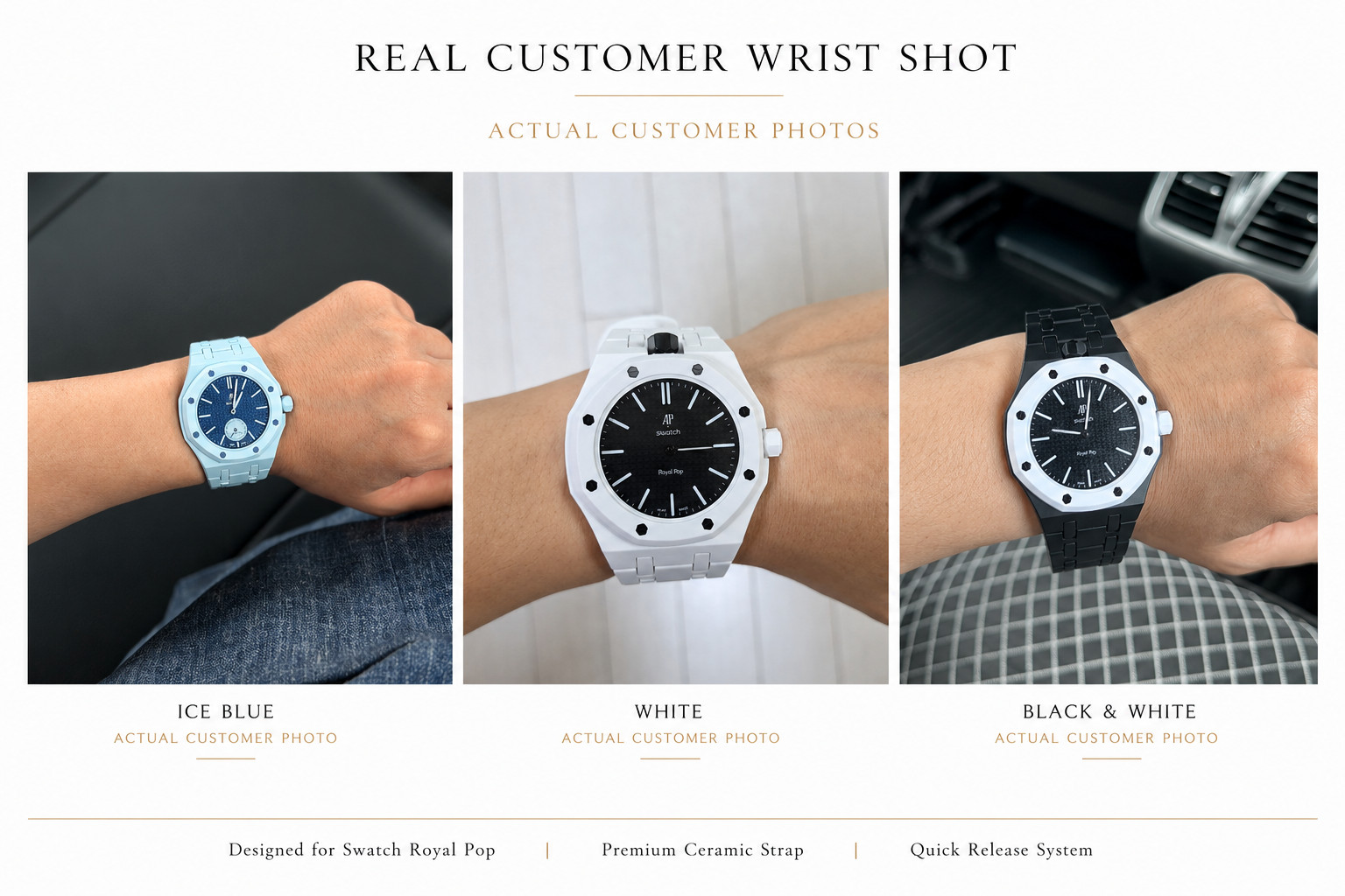 Ceramic Watch Strap Case Kit Compatible with Swatch AP Royal Pop Bioceramic Band