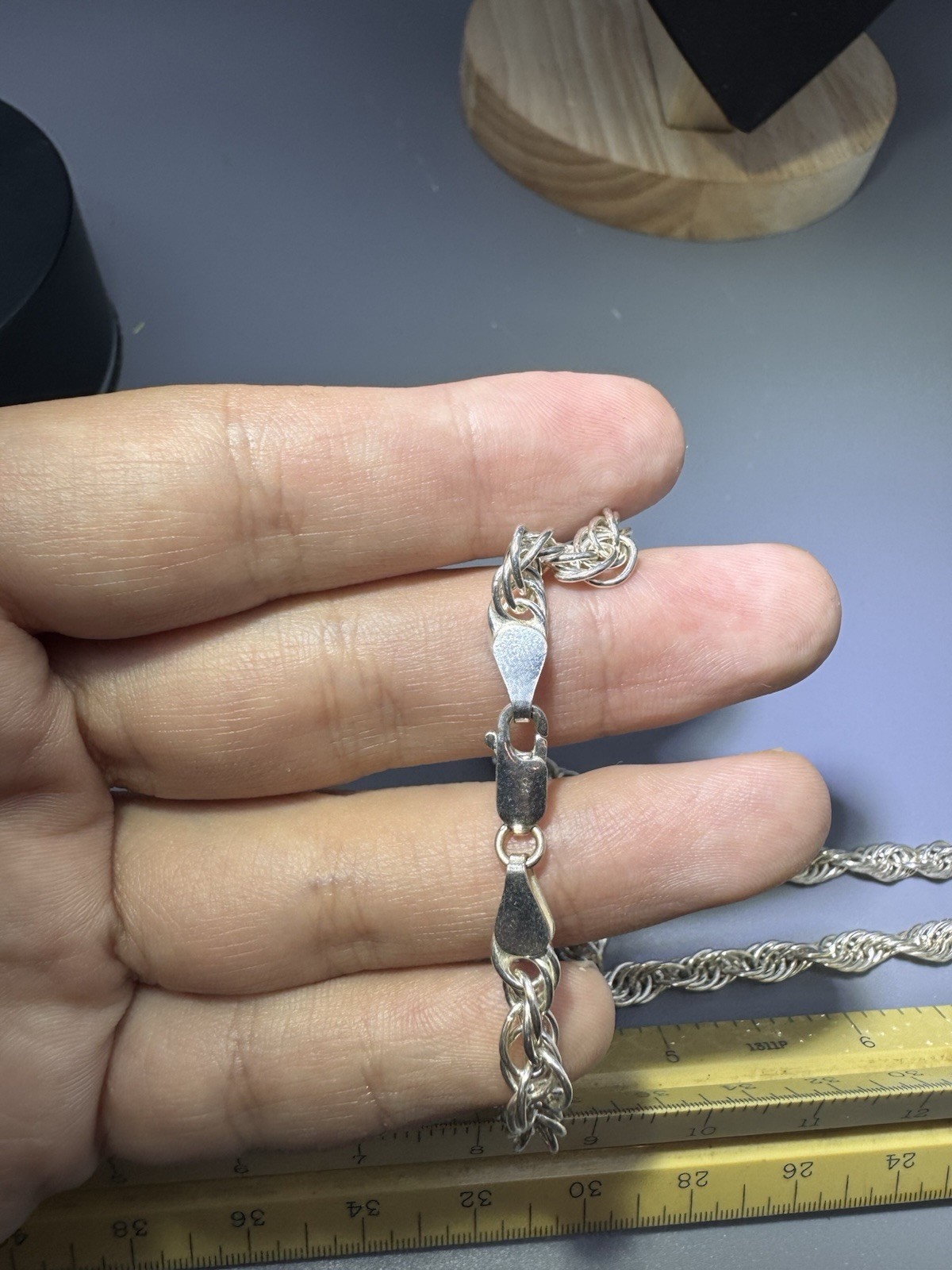 NO MARK Sterling Silver Rope Chain Necklace – Non-Magnetic Twisted Link Design B