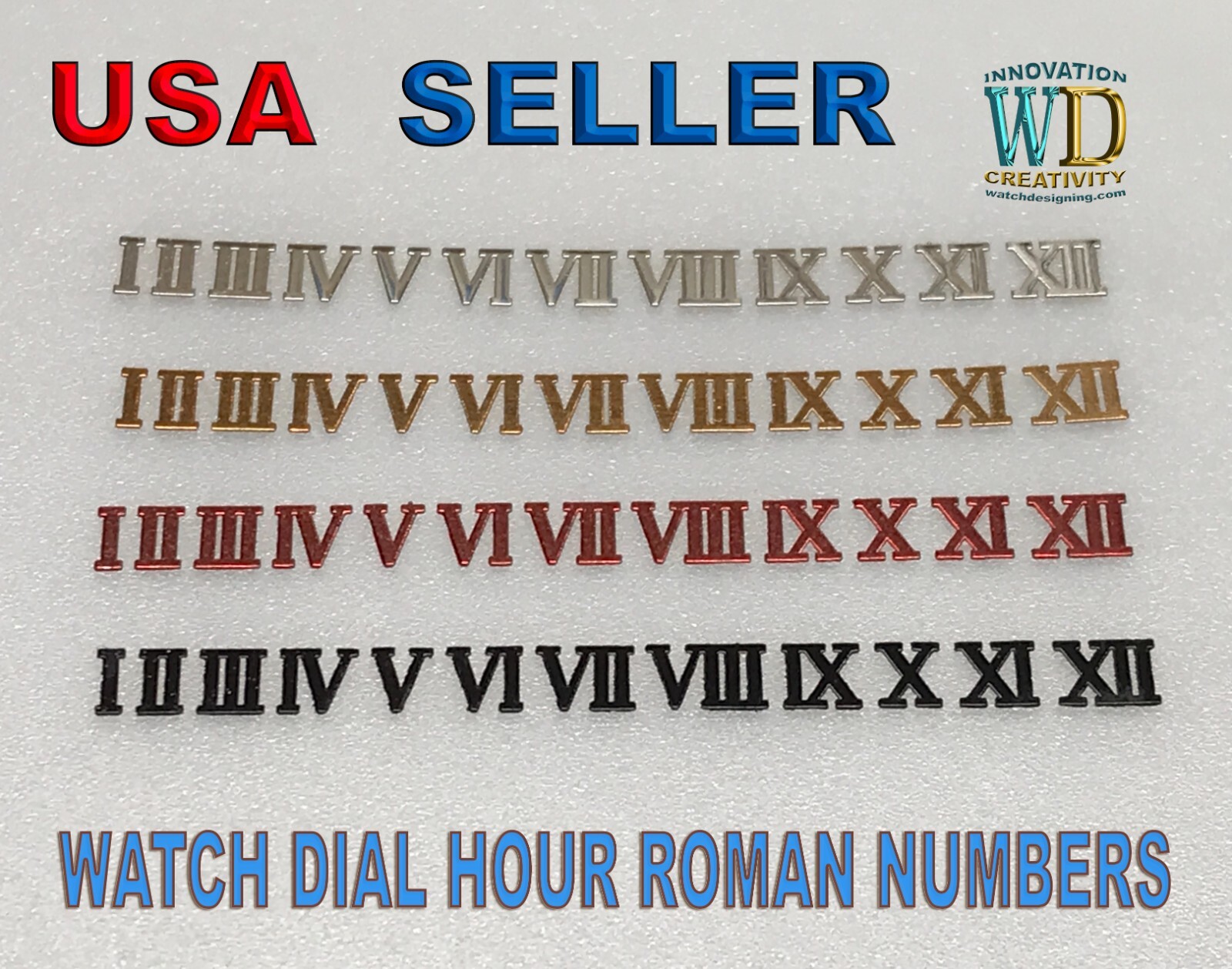 Watch Dial Hour ROMAN Numbers Markers Steel Sticker Silver Gold Rose Gold Black