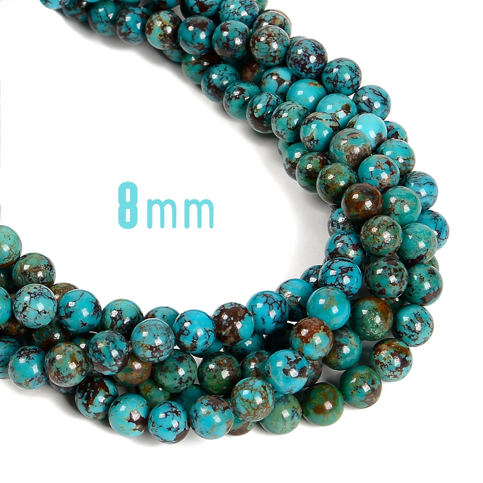 Genuine Natural Turquoise Smooth Round Beads 5mm 6mm 7mm 8mm 9mm 15.5″ Strand