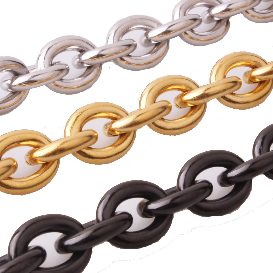 7″-40″ Stainless Steel Huge 8/11/13/15mm Rolo Oval Link Men’s Chain Necklace