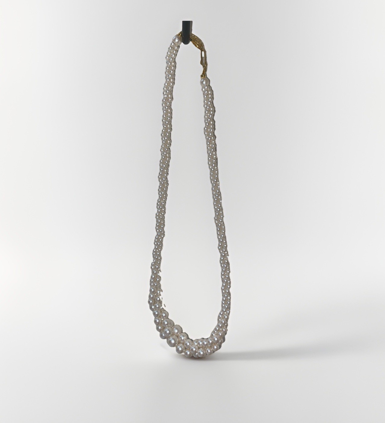 Triple Braided Pearl Necklace 18 in long