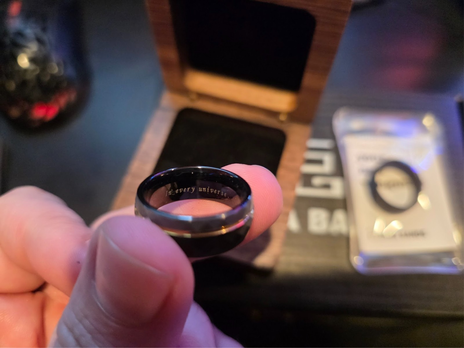 Saga Bands, The Sargent, Gold Accent Tungsten Carbide Ring for Men 8mm