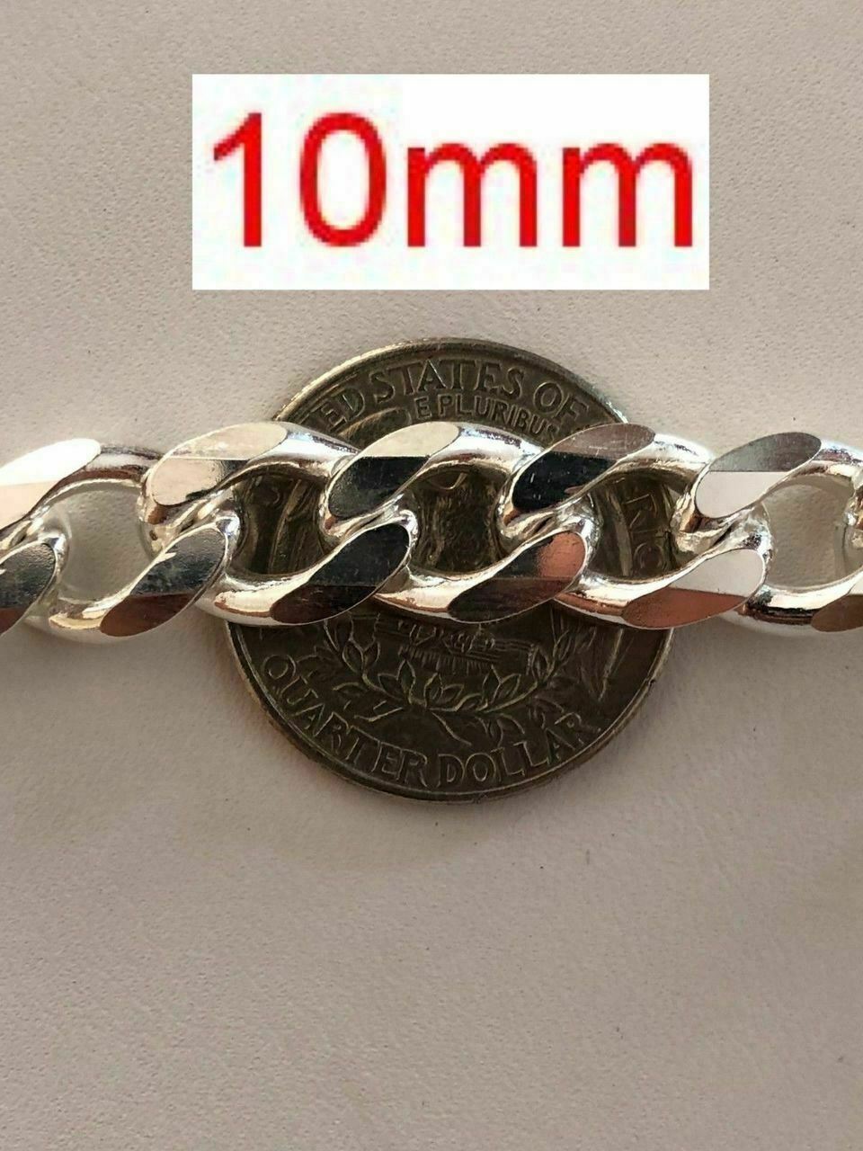Real Solid 925 Sterling Silver Cuban Chain Men’s Women’s 2-16mm Italy Necklace