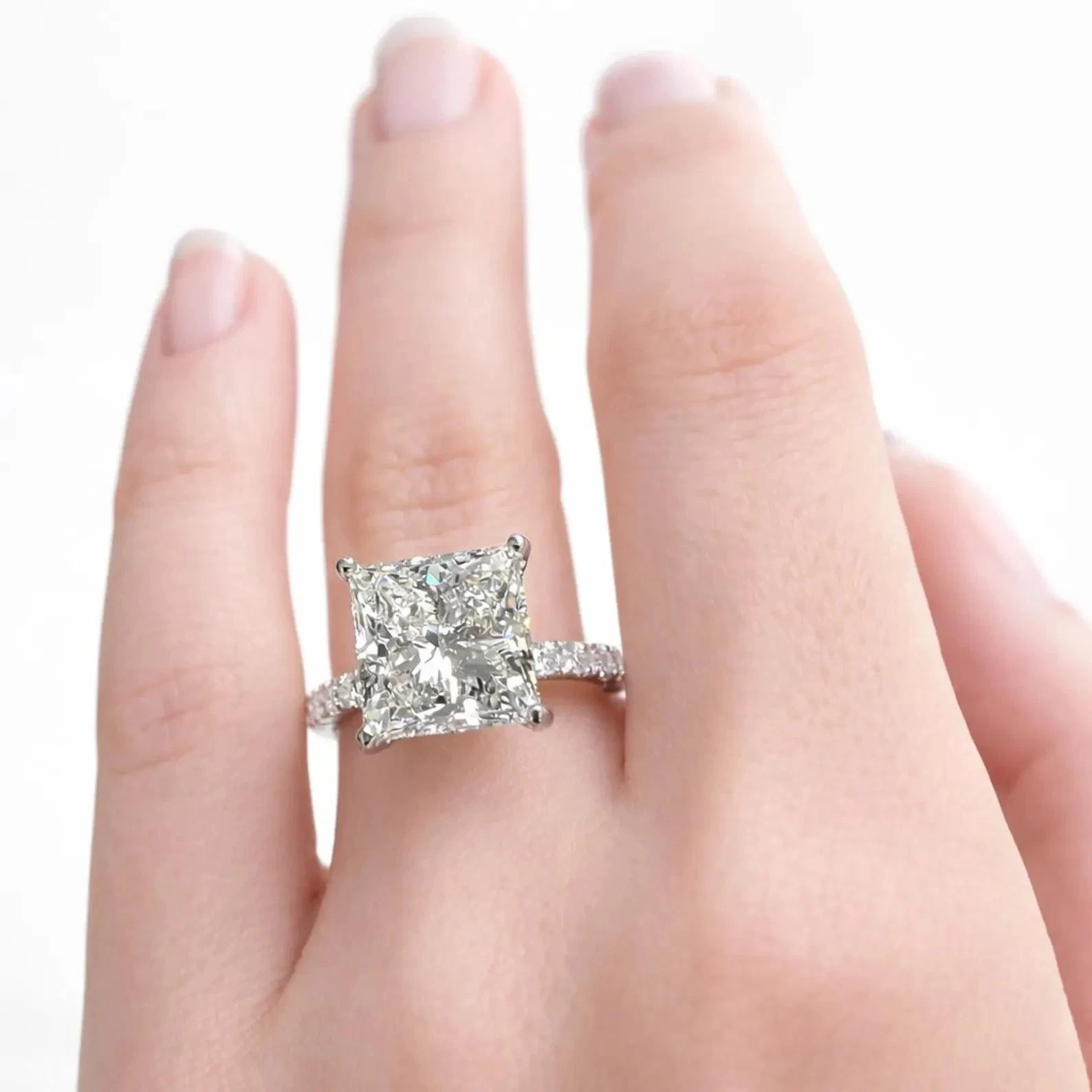 6 CT Certified Princess Cut White Diamond Ring, Tariffs FREE & Matching Studs.