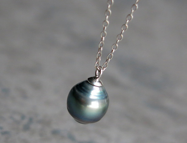 20″ 12x15mm tahitian black baroque pearl necklace pendant