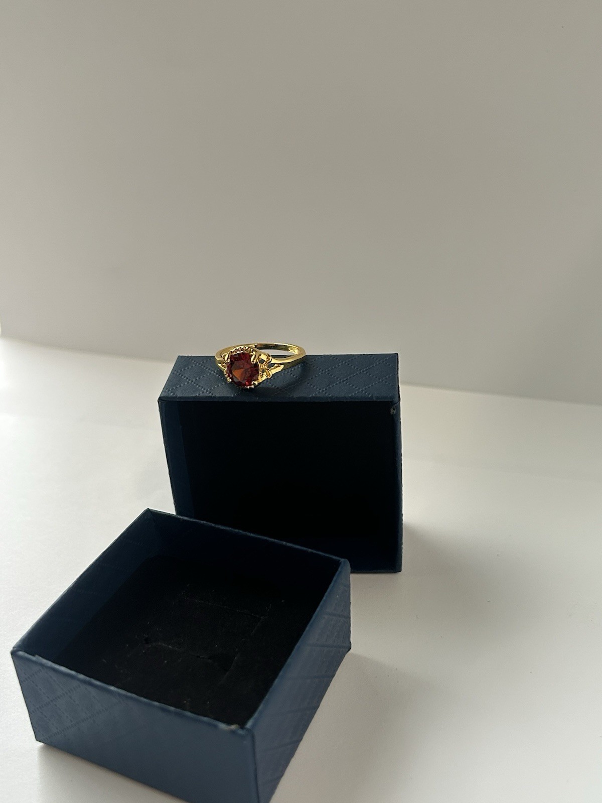 Vintage Red Cubic Zirconia Ring Gold Plated Womens Size 9