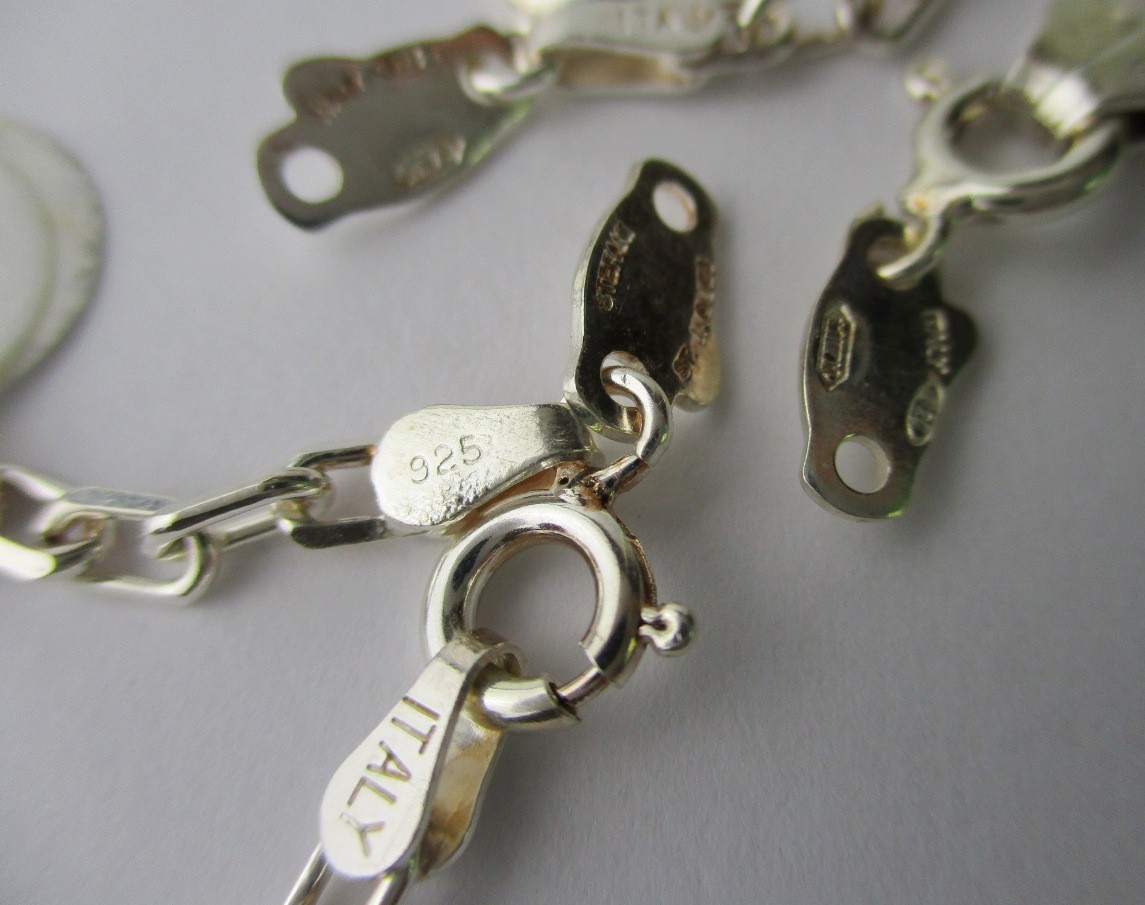 Sterling silver bracelet chain 7 1/2 to 9 1/2 inch Stefanie St Jaques Italy