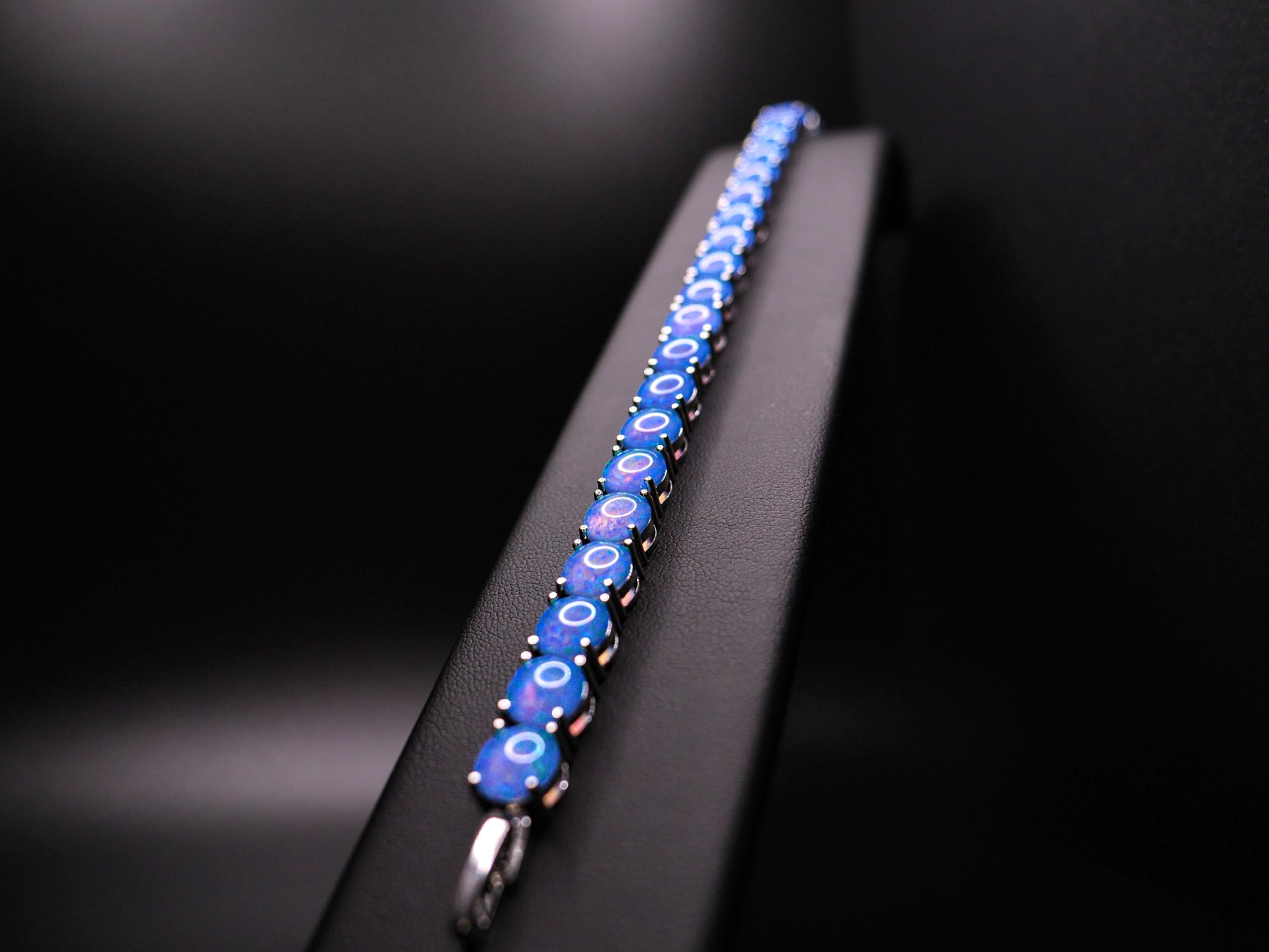 Natural Black Opal Bracelet, Tennis Bracelet, Silver October Birthstone, Opal