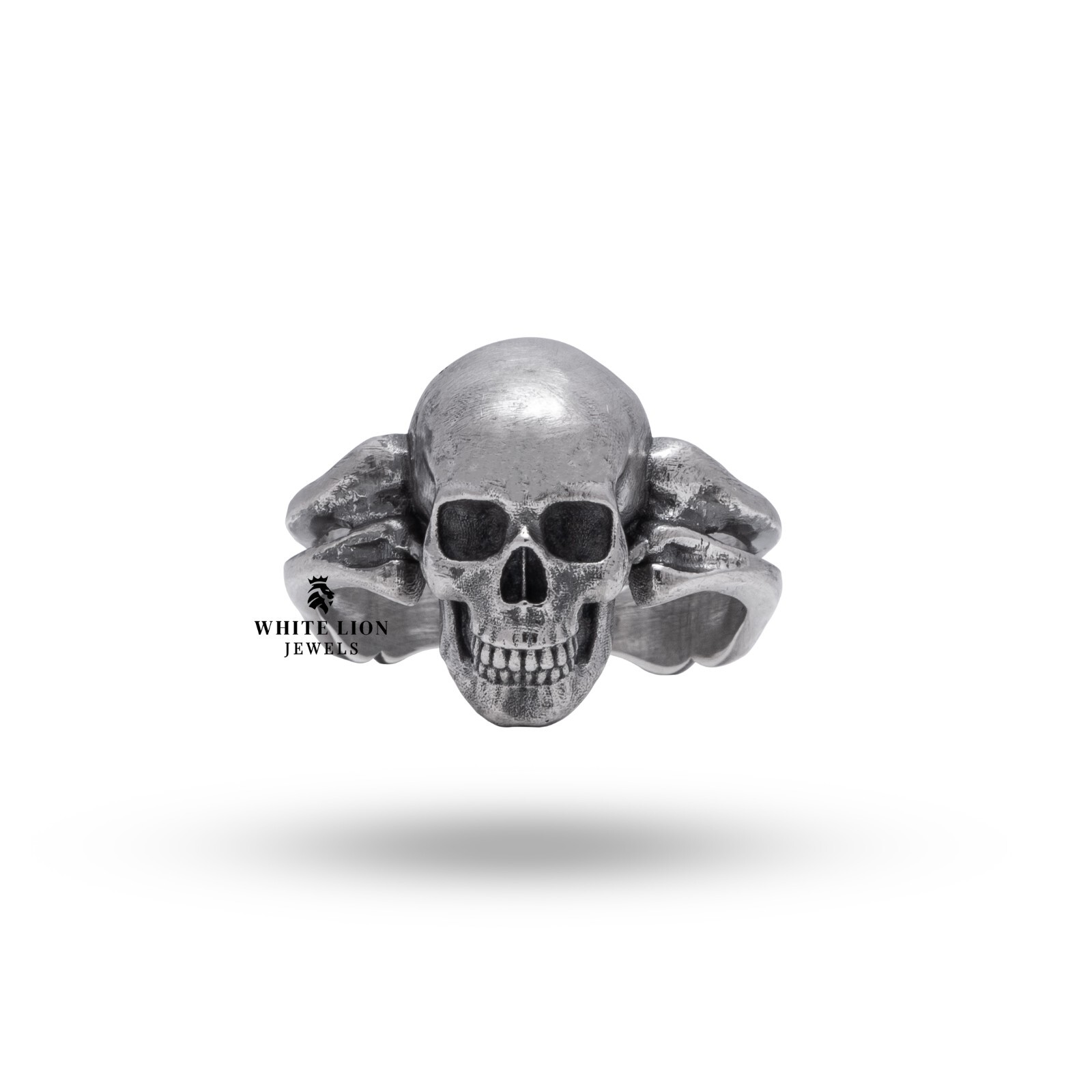 Gothic Bone & Skull Biker Rider 925 Sterling Silver Mens Ring Birthday Gift