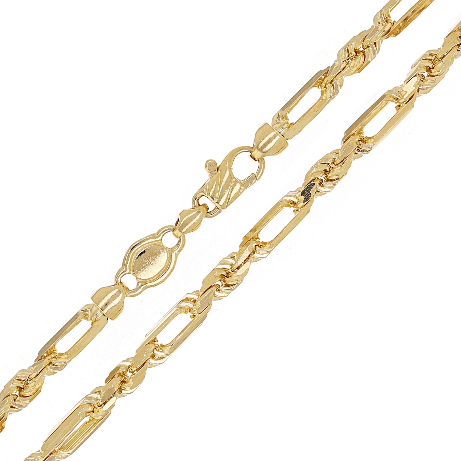 Italian 14k Yellow Gold Solid Milano Figaro Rope Chain Necklace 24″ 5mm 46g