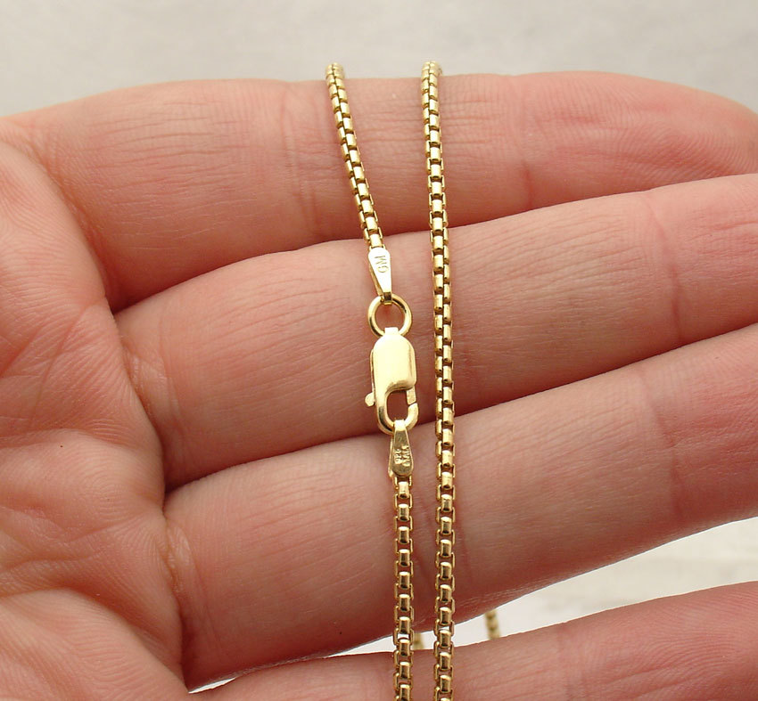 24″ 2″ Italian Round Box Chain Necklace 14K Yellow Gold Clad Silver 925