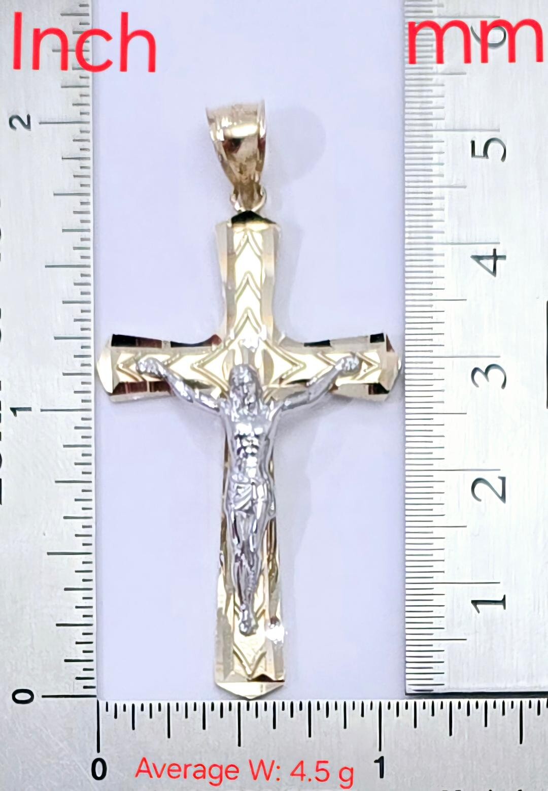 14k Real 2 Tone Solid Gold Jesus Crucifix Religious Traditional Cross Pendant