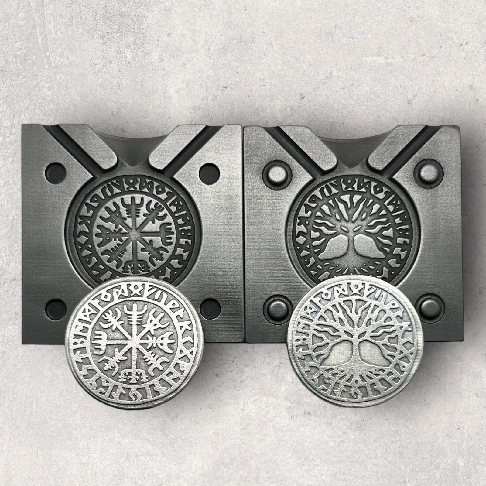 VIKING RUNIC COMPASS – (2 Sided) Graphite Coin Mold