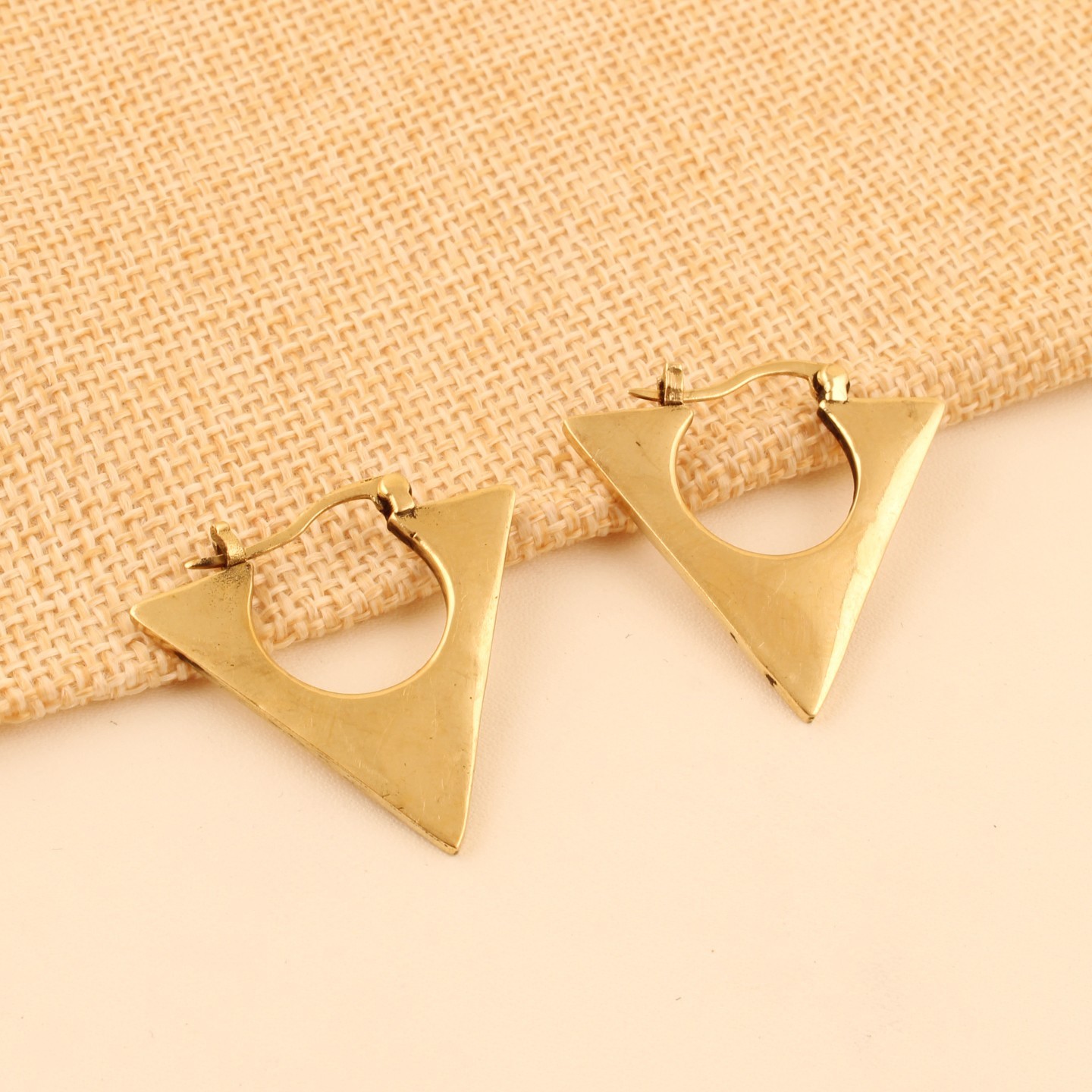 Gold Plated Geometric Triangle Hoop Earrings for Women Modern Triangle Earring