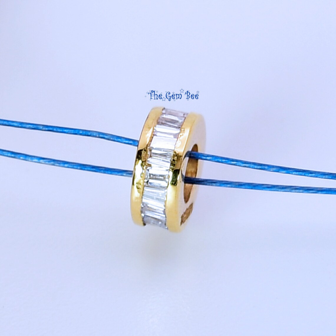 4.5mm 6mm 8mm 14k Yellow Gold Baguette Diamond Eternity Rondelle Wheel Bead (1)