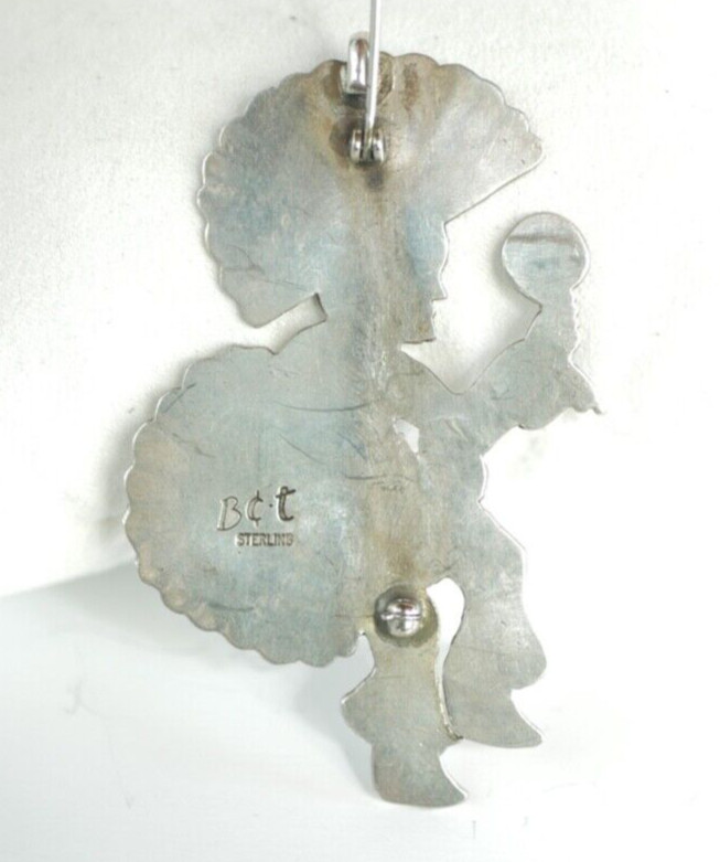 Dancing Kachina Navajo BECENTI Native American Sterling Silver Pin Vintage #2