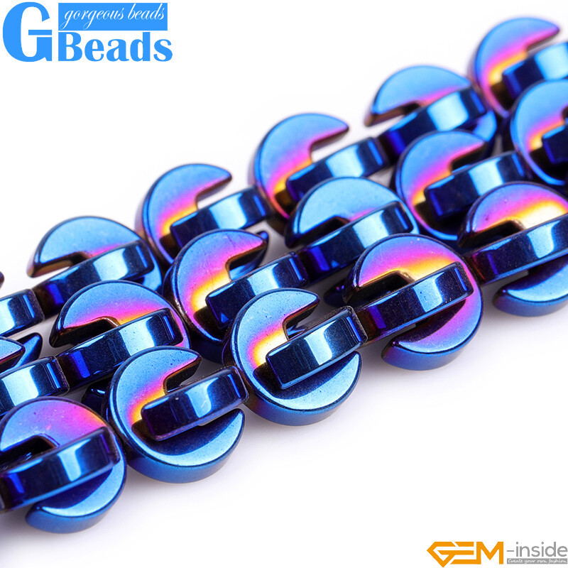 Assorted Shapes Blue Metallic Coated Hematite Reflection Beads Free Shipping 15″