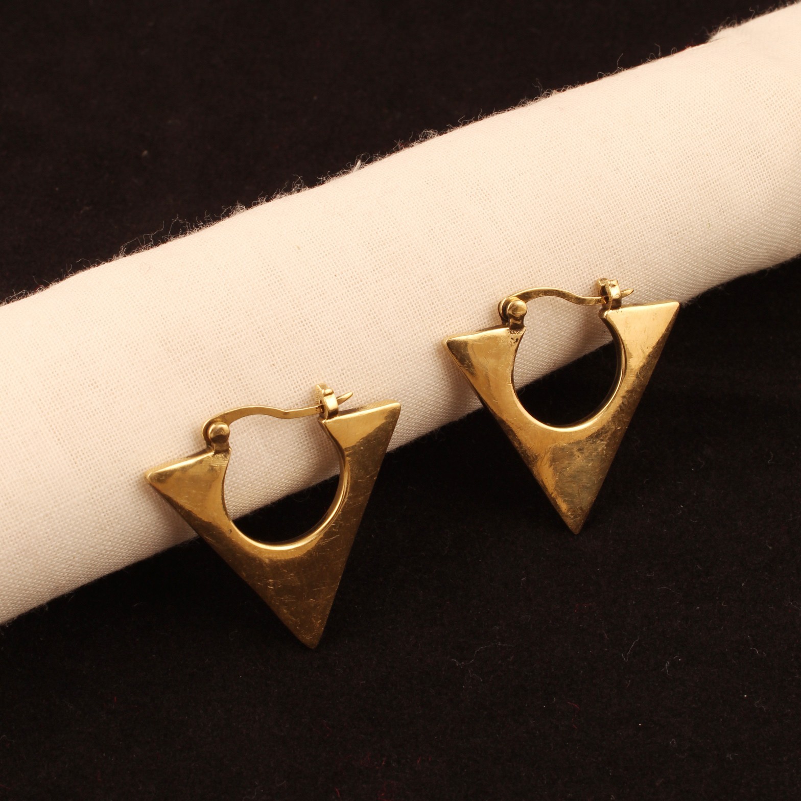 Gold Plated Geometric Triangle Hoop Earrings for Women Modern Triangle Earring