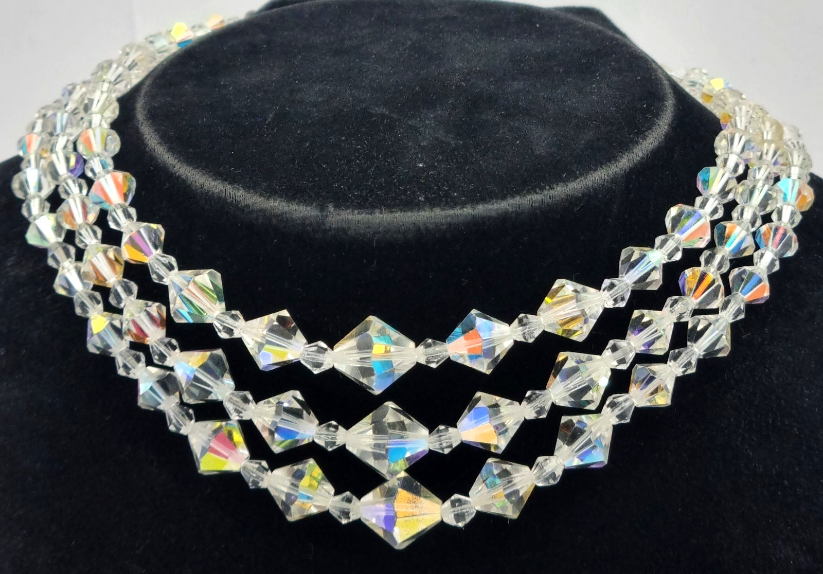 Maltese Crystal Three Stand Necklace with Gift Box 15 Max length
