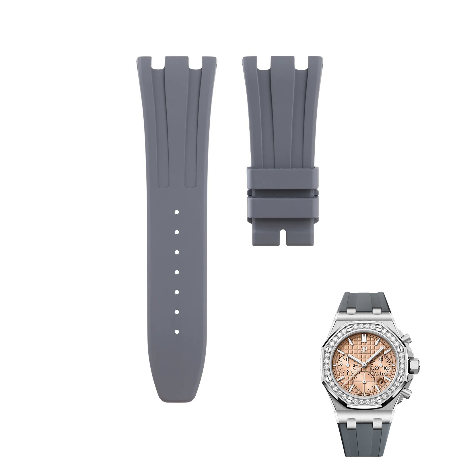 Gray Rubber Strap 23mm for Audemars Piguet Royal Oak Offshore 37mm