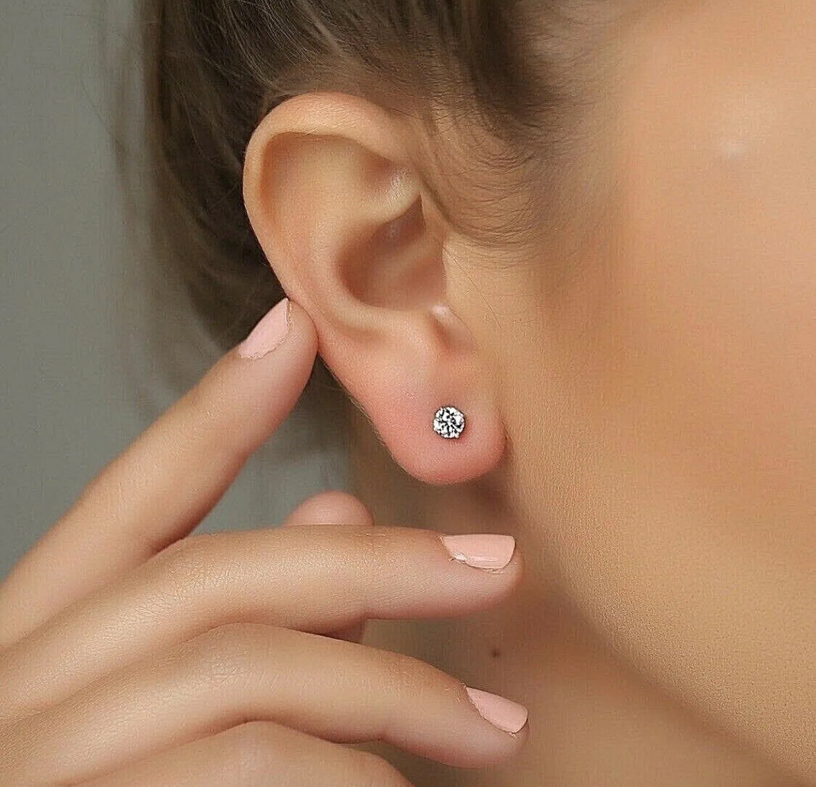 0.50 Ct Round Cut FL/D Lab Created Stud Earrings 14k White Gold 5mm Push Back