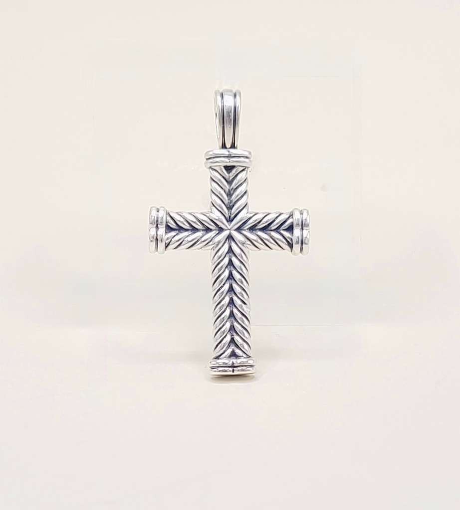 David Yurman Chevron Cross Pendant in Sterling Silver – FREE SHIPPING