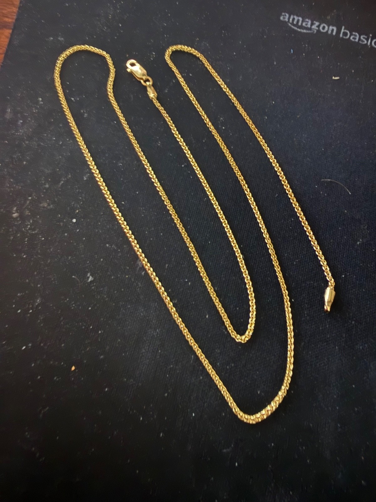Real 18k Yellow Gold Wheat Chain Necklace – 20” Inches / 4 grams