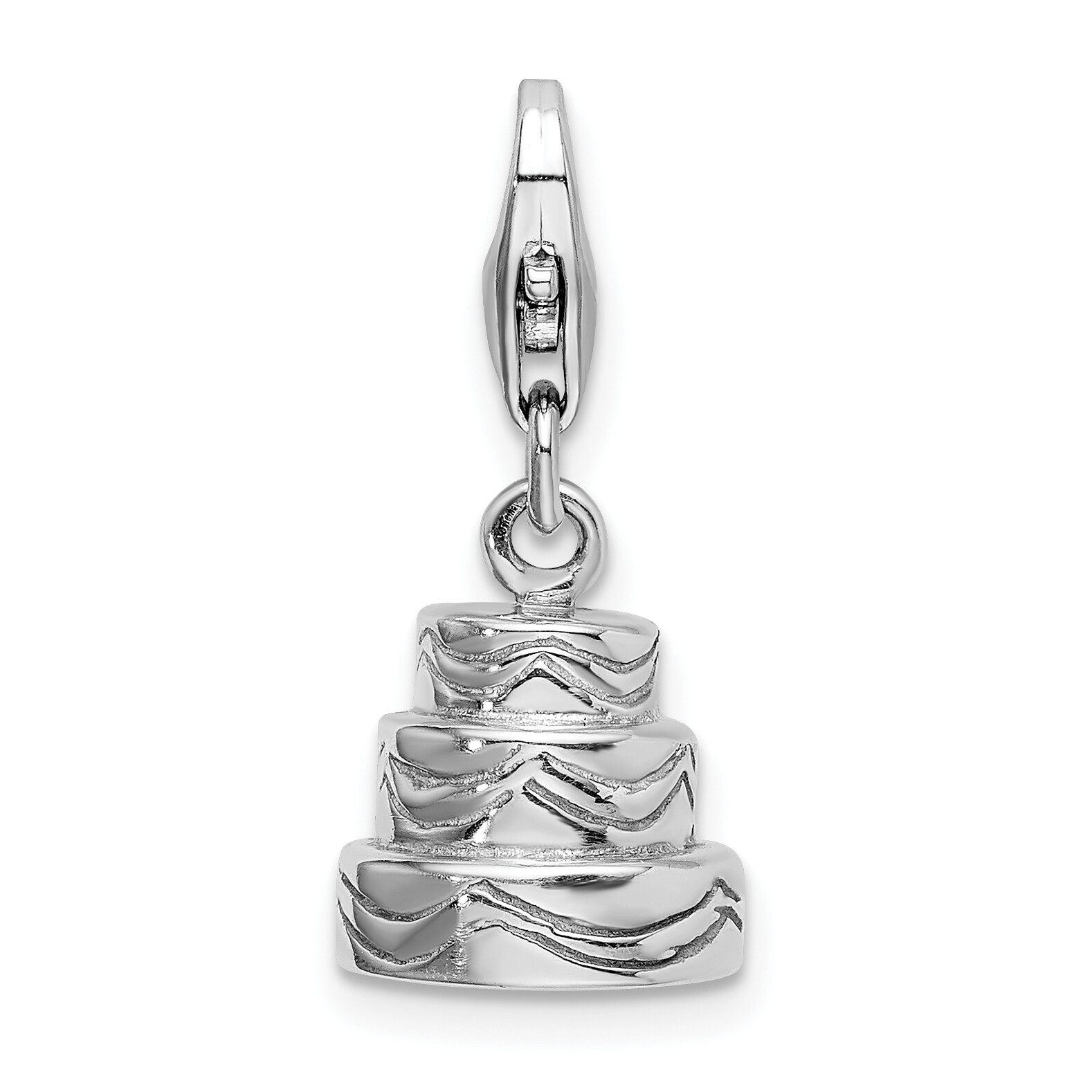 Amore La Vita Silver Polished 3-D Wedding Cake Charm with Fancy Lobster Clasp Q