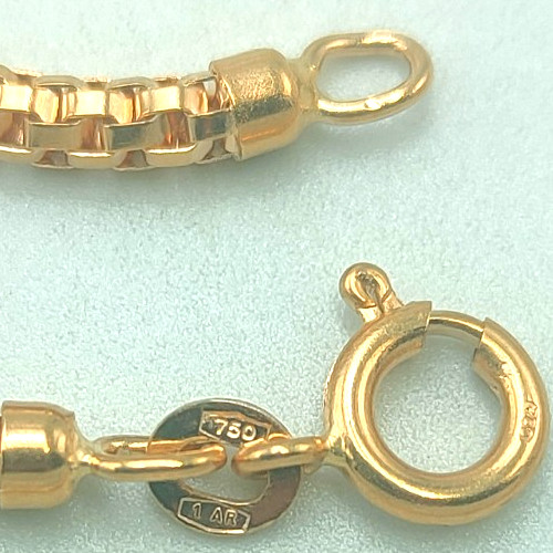 UNOAERRE Tubular Chain Necklace Solid 18K Yellow Gold Vintage ’70 60cm
