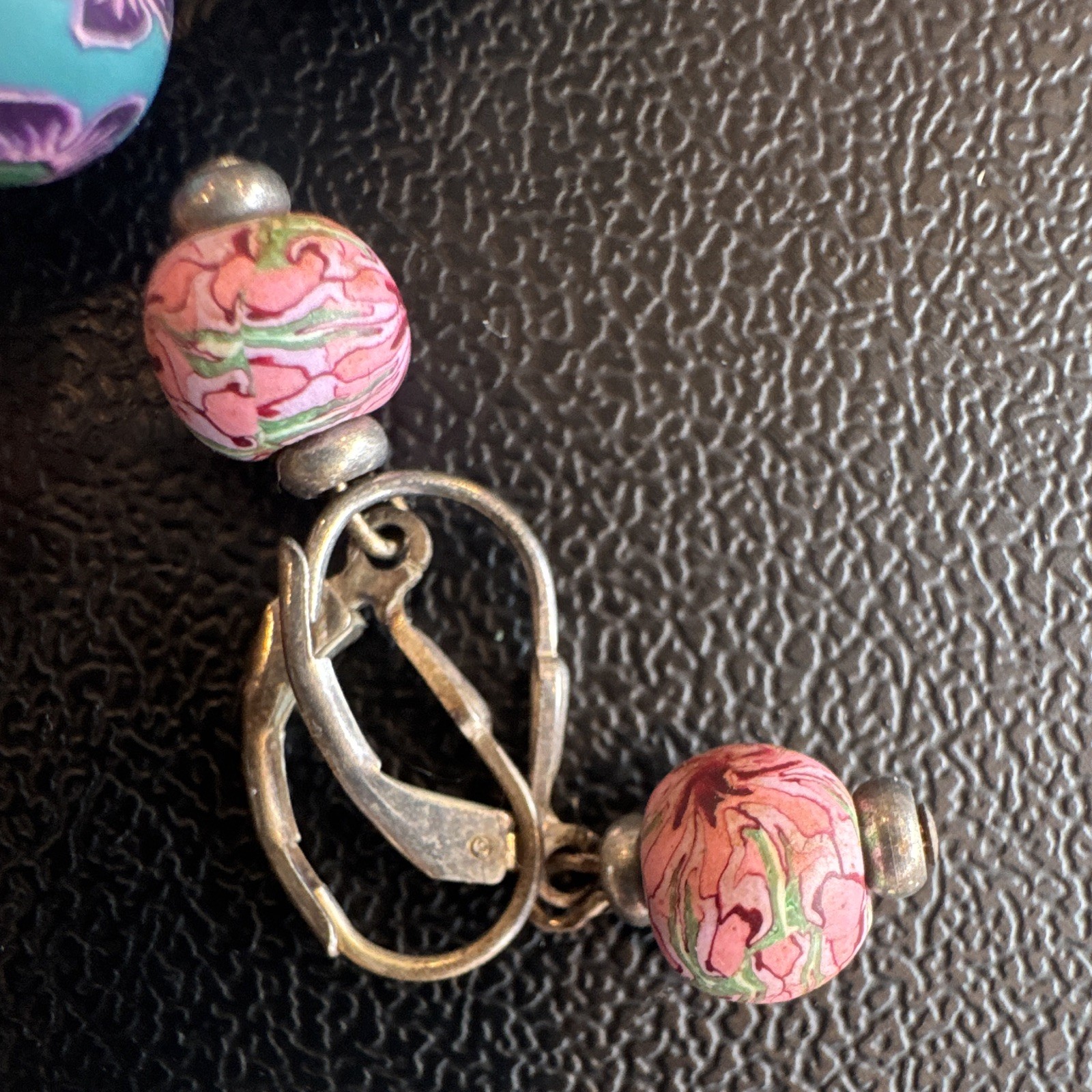 Handmade clay beaded necklace, bracelet and 2 sets of earrings set
