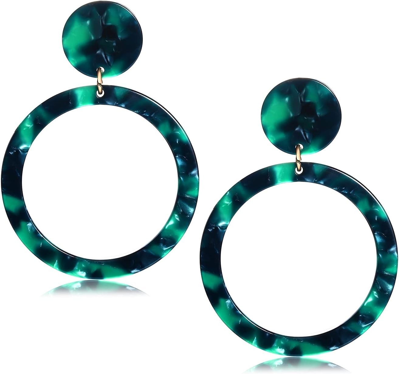 Acrylic Dangle Earrings Geometry Circle Resin Hoop Tortoise Shell