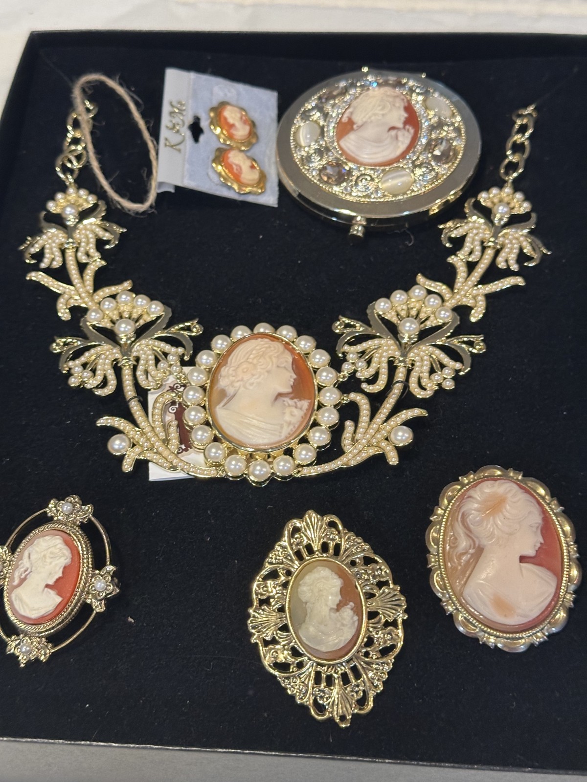 Amedeo NYC HSN Cameo Statement Necklace, Amedeo Mirror Compact, & More Lot