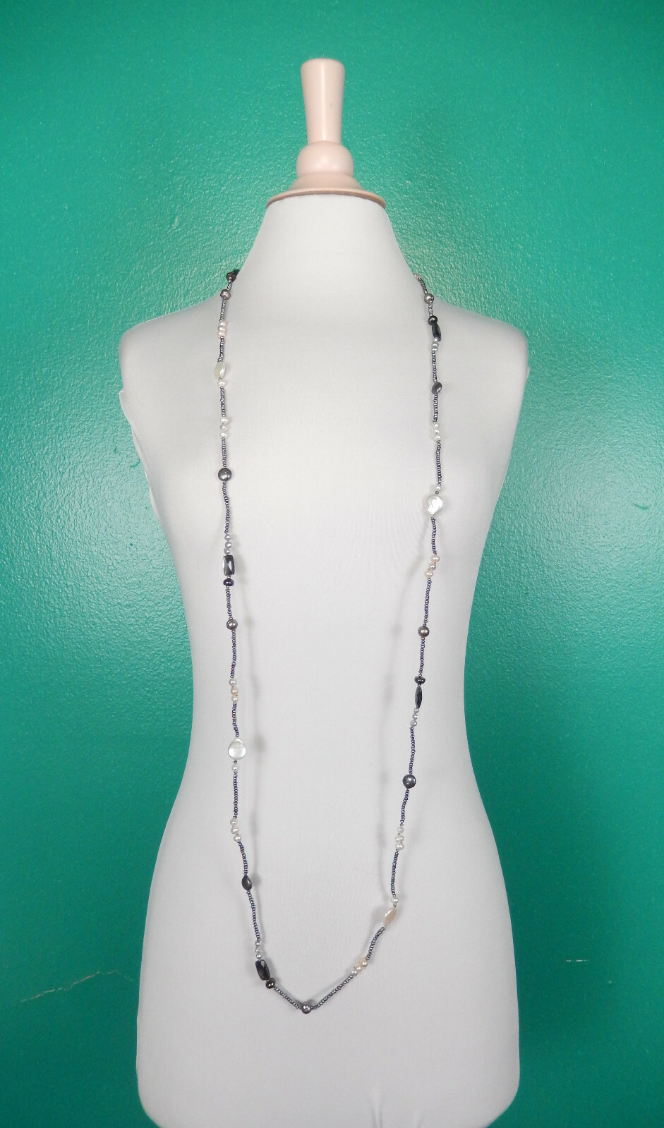 Stephen Dweck Long Station Necklace Tahitian Mother Of Pearls 42″ New