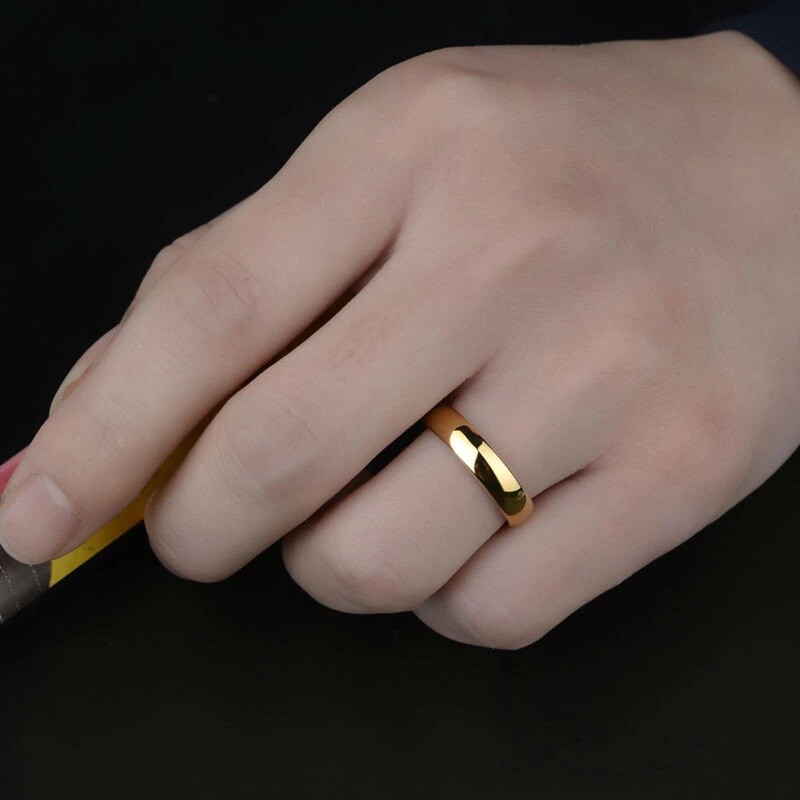 Gold Plated Tungsten Carbide Classic Half Dome Wedding Band
