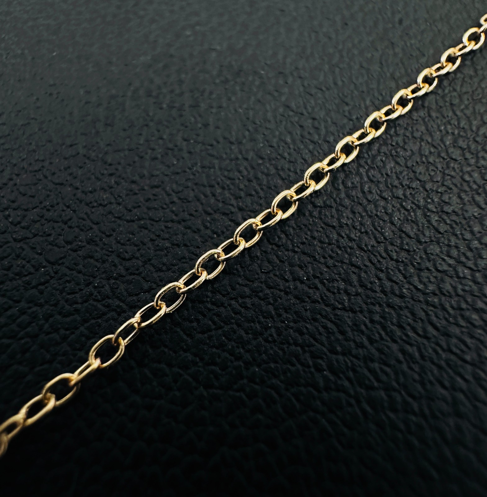 14K Solid Yellow Gold Cable Link Safety Chain Extension Extender, 1mm, 2.25″