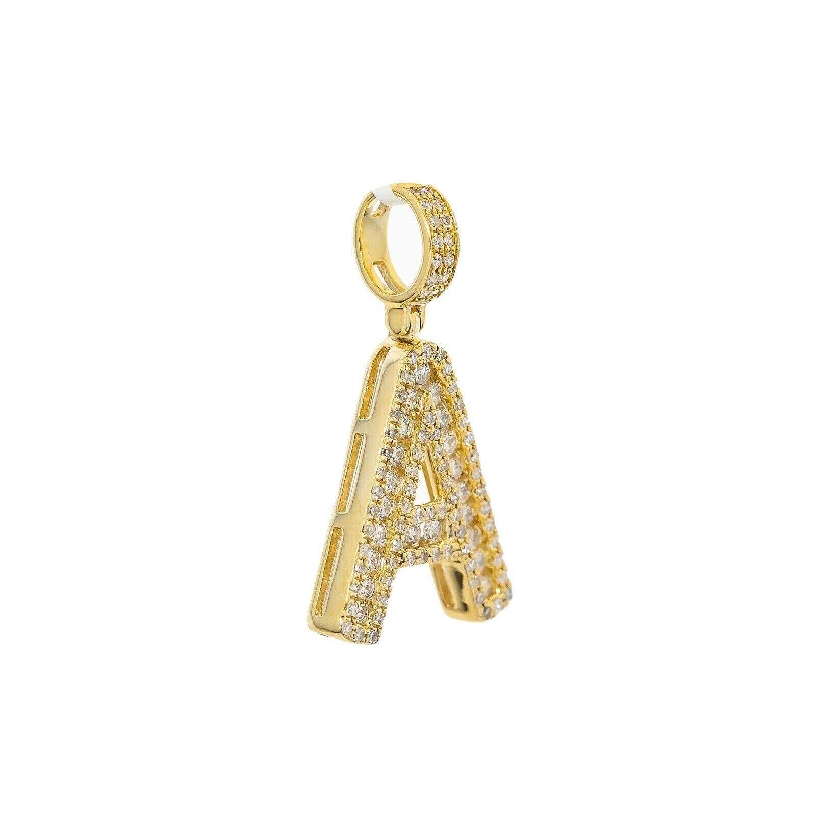 2.00Ct Round Cut Lab-Created Diamond ”A” Letter Pendant 14k Yellow Gold Plated
