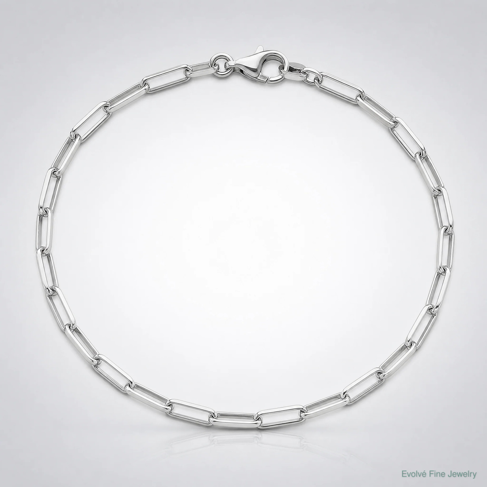Sterling Silver Rhodium-Plated 3.1mm Diamond-Cut Paperclip Chain Bracelet 7″-8″
