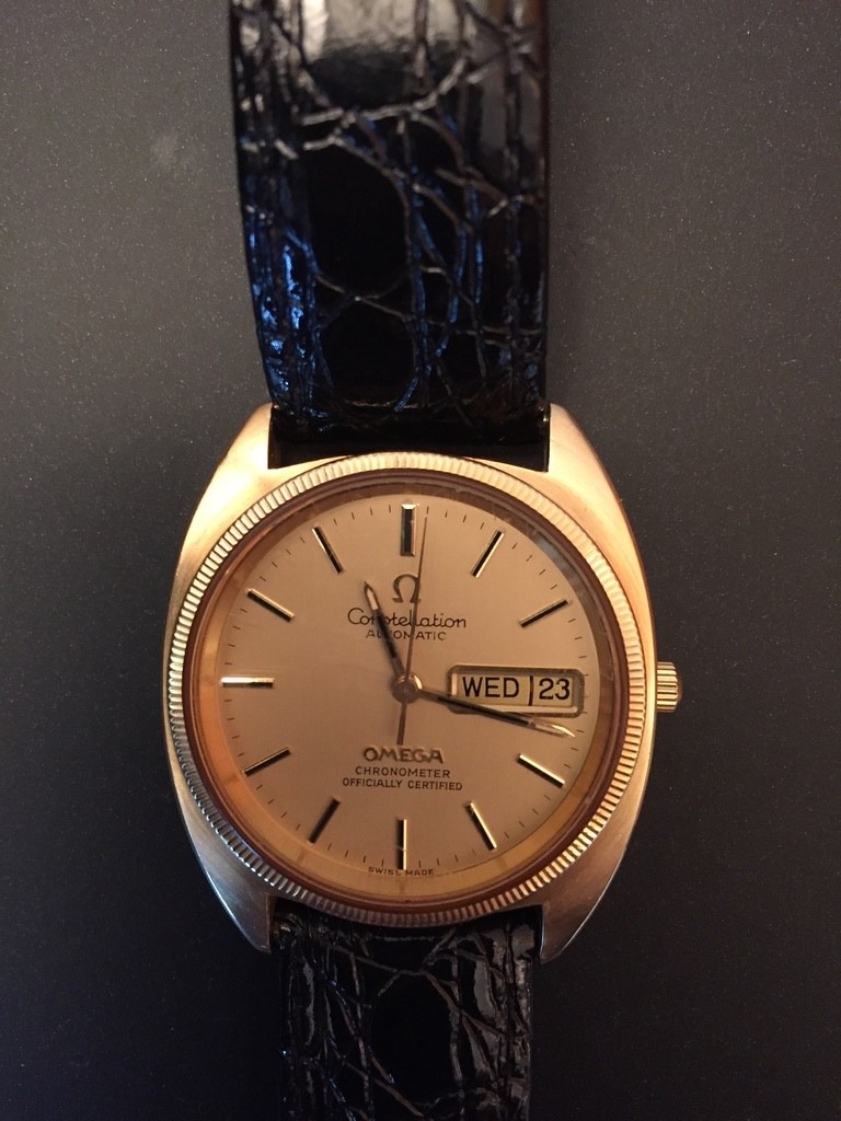 Omega Constellation Day/Date Gold Dial Vintage Watch