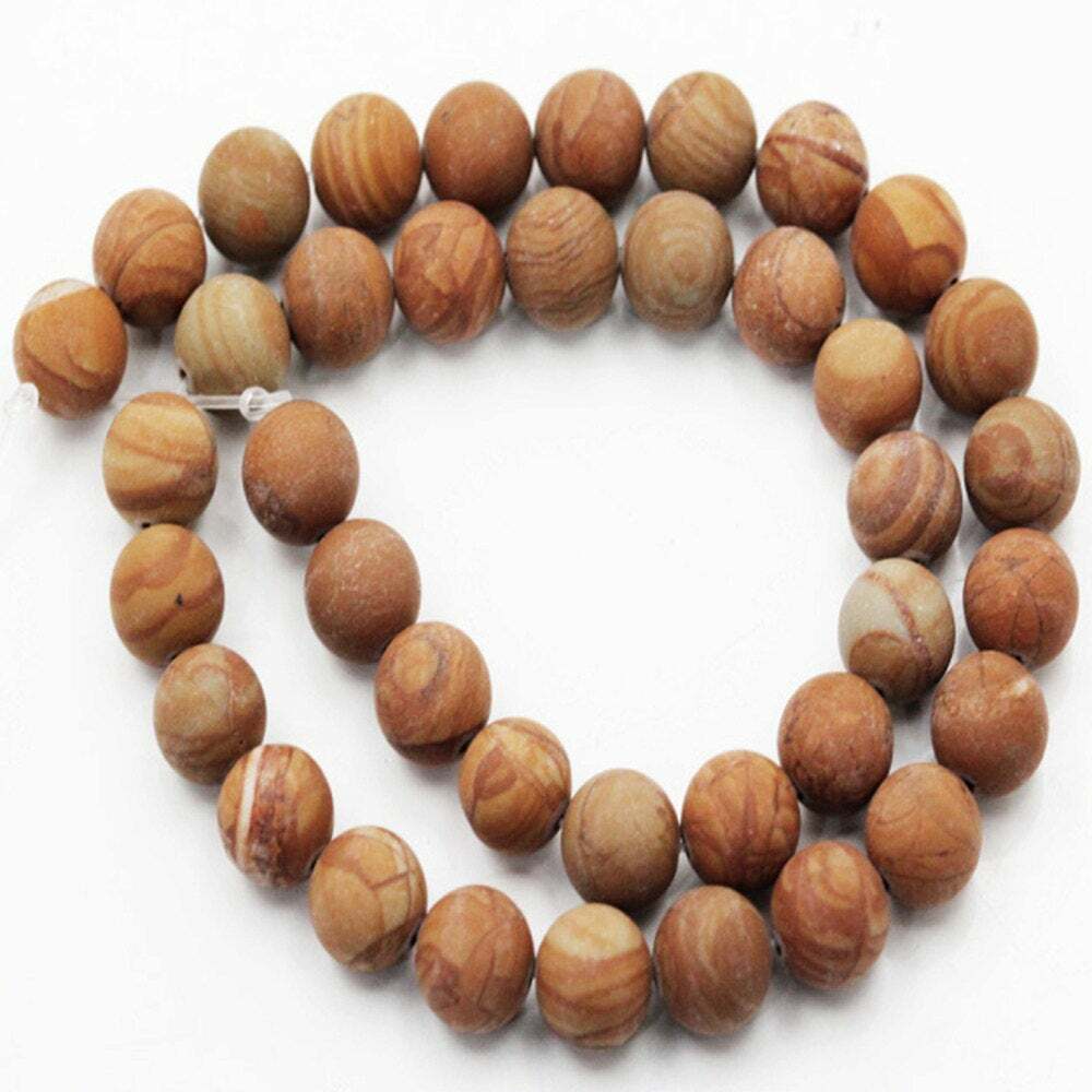 Wood Grain Jasper Matte Round Beads 4mm 6mm 8mm 10mm 12mm 15.5″ Strand