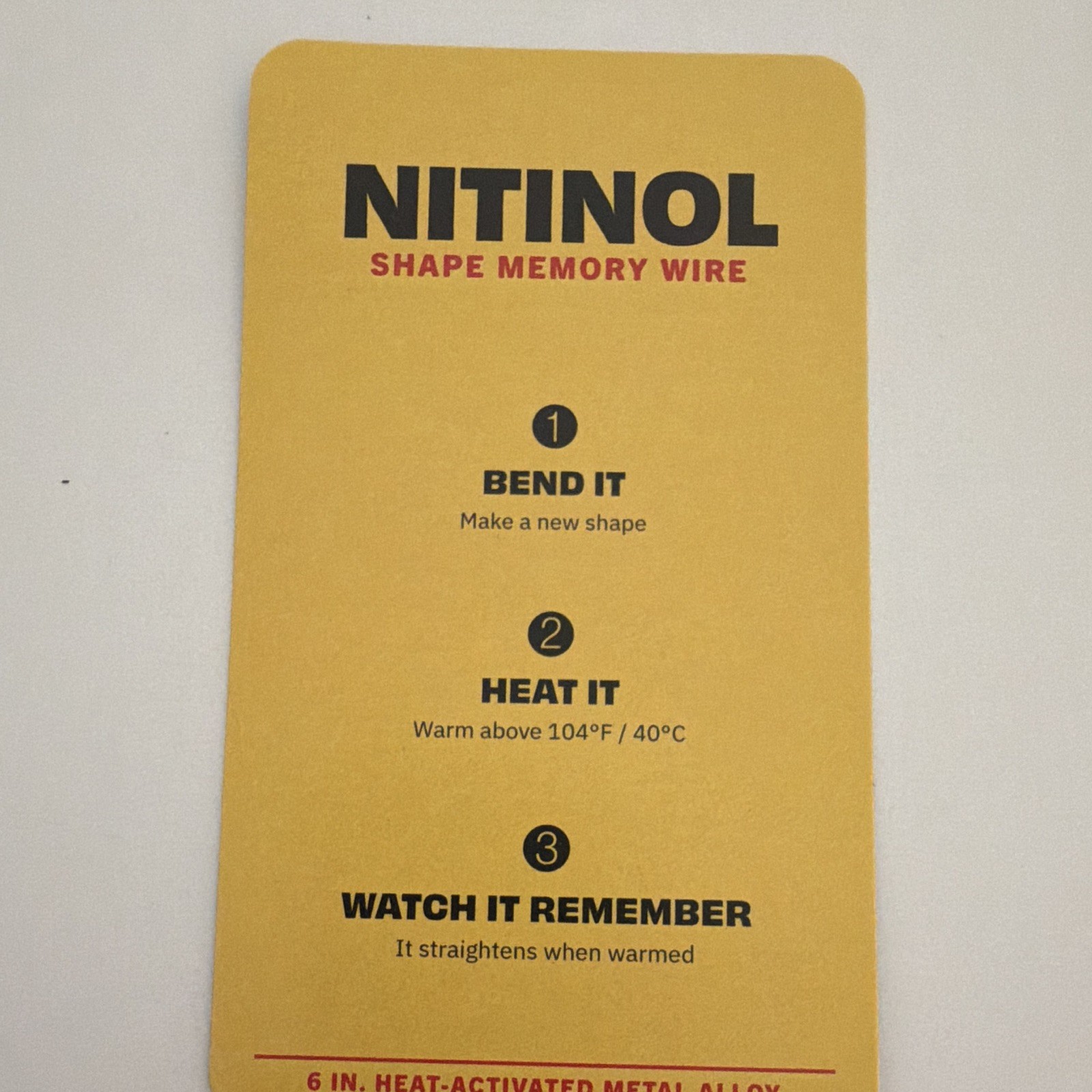 Nitinol Shape Memory Wire 6 in Heat-Activated Metal Alloy Black for Jewelry