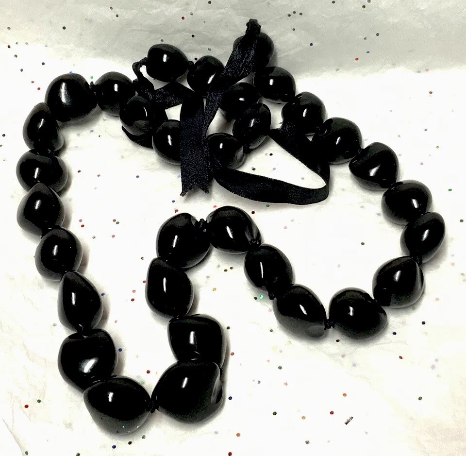 Vintage To Mod Black-White Plastic/Acrylic/Lucite/Crystal Bead Necklace {13~Lot}
