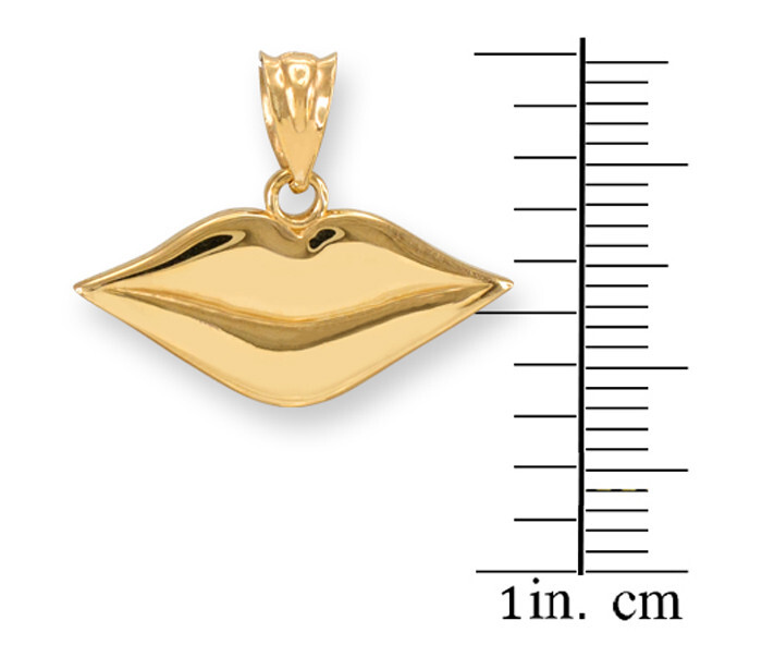 Solid Gold Polished Lips Charm Necklace (Available in Yellow/Rose/White Gold)